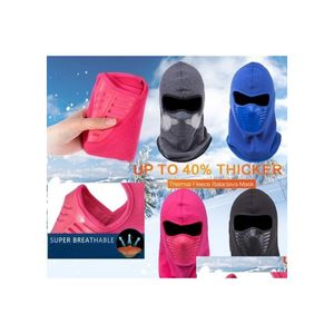 Cascos de motocicleta Invierno Cálido Sombrero A prueba de viento Máscara facial Cuello Casco Gorros para hombres Mujeres Deportes Bicicleta Térmica Fleece Clava Drop de Dhmot