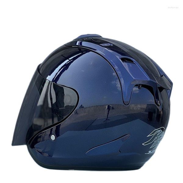 Casques de moto pour femmes et hommes Racing Chapeau de sécurité Saison d'été Casque simple Len ECE approuvé 4 SZ Pure Blue Half