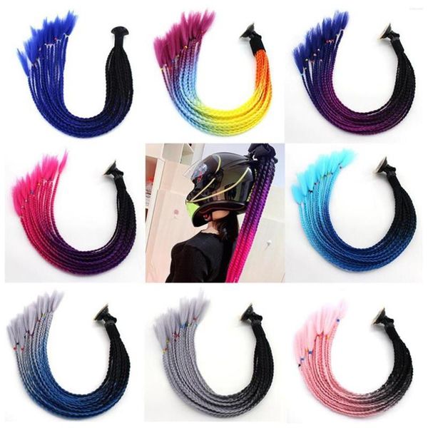 Moto Casques Femmes Hommes Casque Twist Tresses Queue De Cheval Sale Gradient Rampe Cheveux Punk Biker Décoration 55 cm