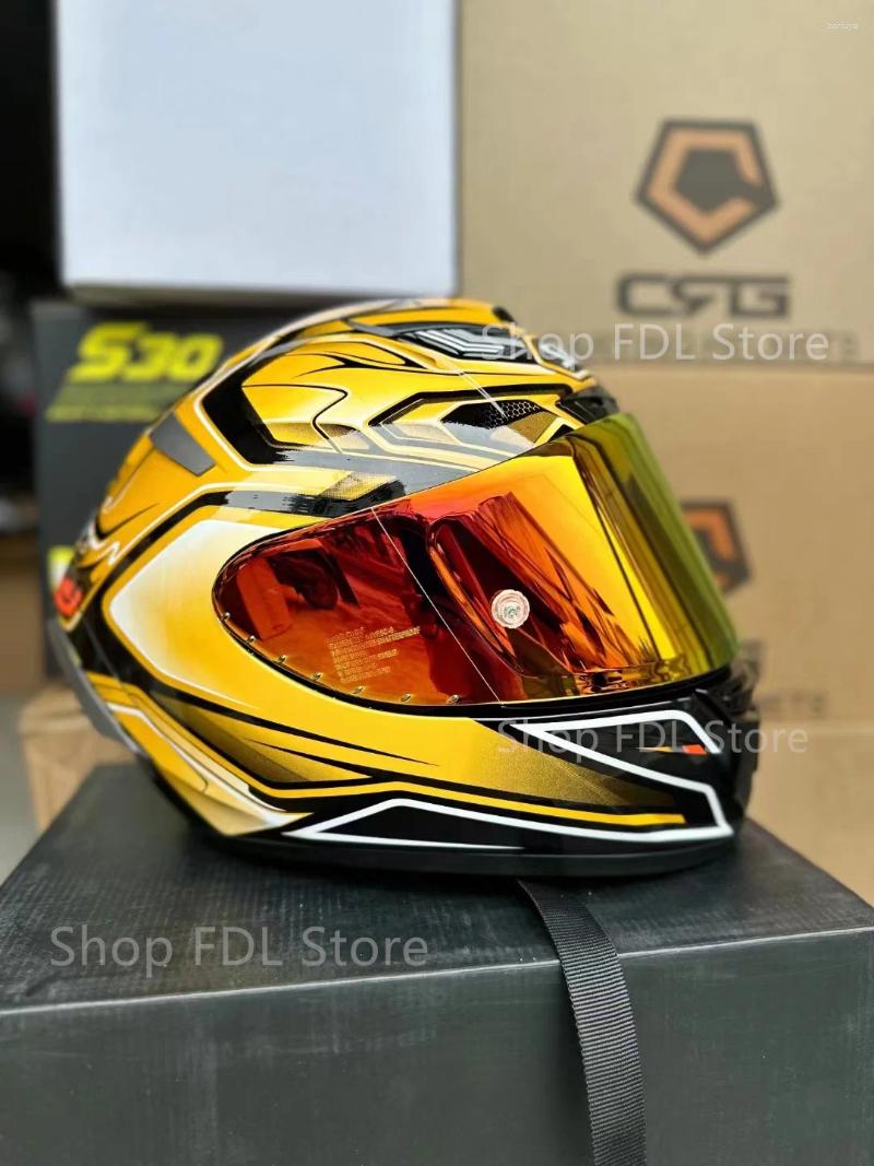 Motorfietshelmen X-Fourteen Full Face Helmet X-Spirit III Aerodyne TC-9 Gold Black Solid X-14 Sports Bike Racing