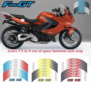 Motorfiets binnenring veelkleurige streep stickers nacht reflecterende bescherming decals 12 stuks voor BMW F800GT8655845