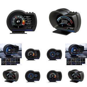 Motorinstrumenten kop op display OBD2ADD GPS Kleur LED Navigatie HUD Snelheid Waarschuwing Speedmeter Kits Drop levering Mobielen Motor DHNXV