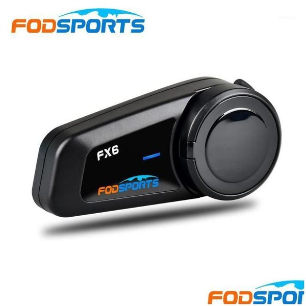 Interphone de moto Version 2021 Fodsports Fx6 Casque Casque 6 Riders 800M FM Radio Moto Casques sans fil pour tous les types de casques1 Drop Dhm7W