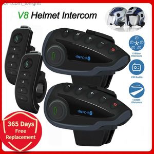 Motorfiets Intercom Bluetooth Helm V8 Headset Motor 5 Renners 1200M NPC Moto Groep Waterdichte Interphone Radio Afstandsbediening Q230830