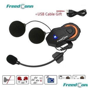 Interphone moto Dconn T-Max Casque Bluetooth 4.1 Casque 1500M 6 Riders Système de conversation de groupe Radio FM Interphone1 Drop Livraison Autom DHFKN