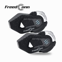 Oreillette Bluetooth pour moto, appareil de communication pour casque, interphone pour 6 motocyclistes, BT5.0, 1500M, FM, étanche, partage de musique, pour Freedconn T Max S Pro