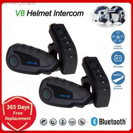 Motorfiets Intercom V8 Helm Headsets 5 Rider BT Communicatie Interphone Intercomunicador Moto Waterdichte FM Radio Afstandsbediening Q230830