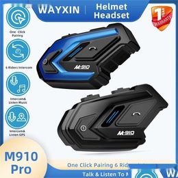 Interphone moto talkie-walkie Wayxin casque casques M910 Pro 6 coureurs interphone un bouton appairage parler écouter de la musique au Dhgx1