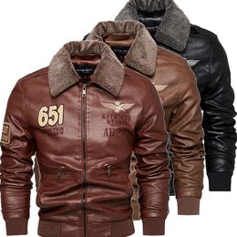 Motorjassen voor Mannen In Herfst/Winter Mode Casual Lederen Geborduurde Jas In Winter Fluwelen Pu Jacke 240106