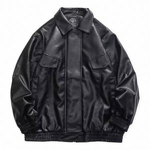 Veste en cuir de moto hommes Bomber pilote rétro lâche Pu manteau femmes japonais décontracté Streetwear vêtements vintage printemps automne e829 #