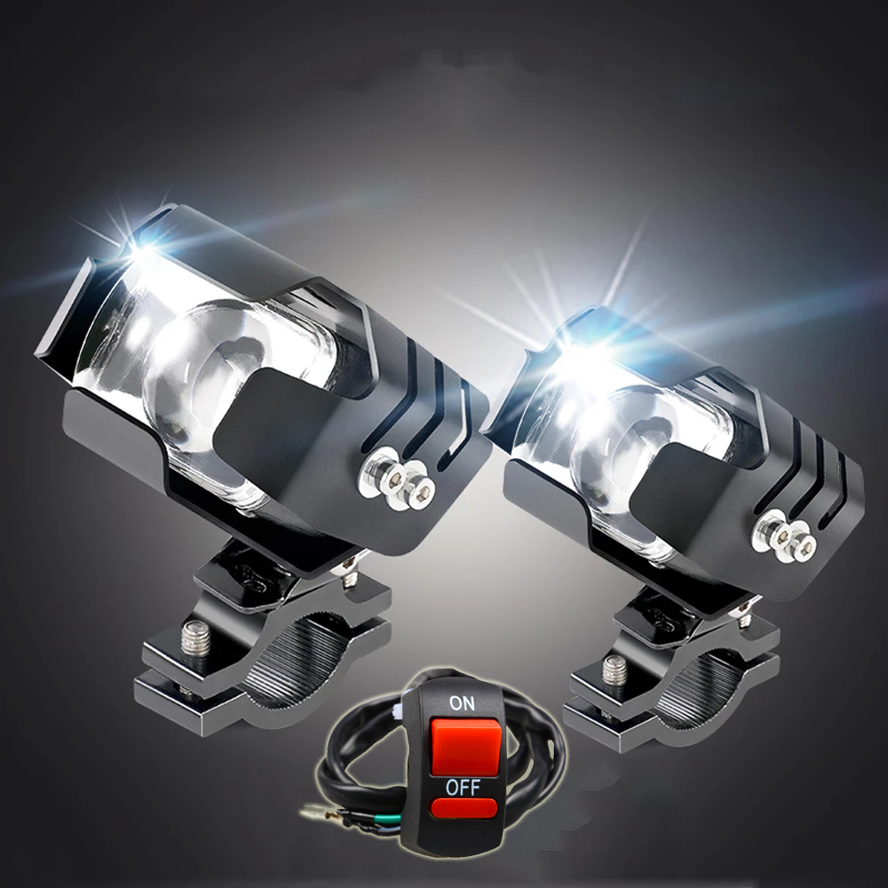 Ampoule de phare LED pour motos, projecteur externe DRL, feu antibrouillard auxiliaire pour moto, vélo tout-terrain, 4X4 4WD ATV SUV UTV voiture