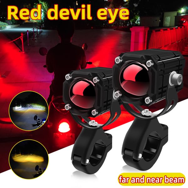 Motorcycle LED phares Projecteur Lens Double couleur stroboscope ATV Scooter Placé de conduite Bulbe Motorcycle Spotligh