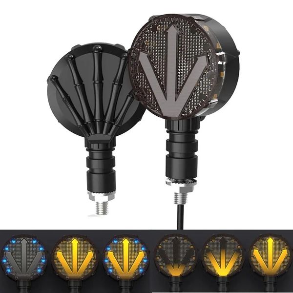 Luces indicadoras de señal de giro LED para motocicleta, lámpara Retro para correr con mano de Calavera y garra fantasma, tornillo Universal de 10mm