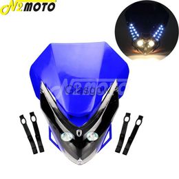 Iluminación de la motocicleta 12V 35W Faro de la motocicleta Visión LED Faro delantero Carenado Universal para Honda Kawasaki Suzuki Yamaha Dual Sport Dirt Bike x0728