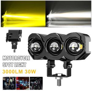 Motorfiets Verlichting 30W Universele Motorfiets Koplamp LED Spot Light Uil 3 Lens Wit Geel Mistlamp Extra Koplamp Werklamp Accessoires x0728