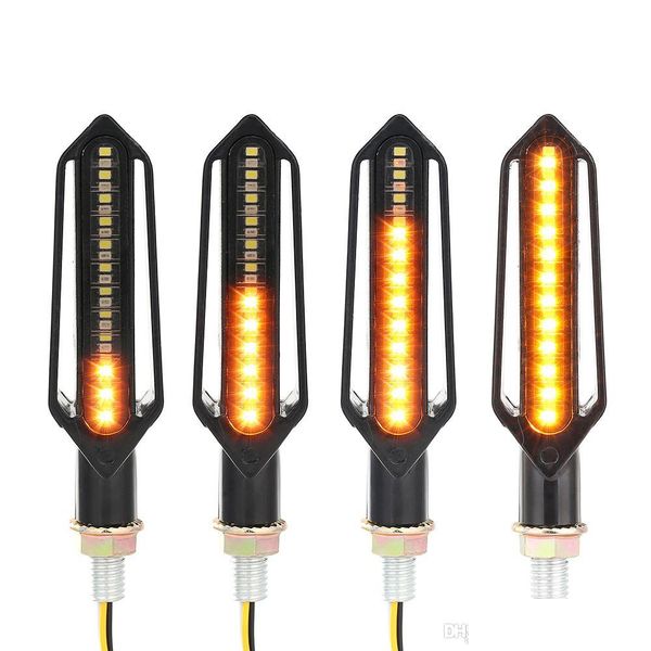 Iluminación de la motocicleta 4 PCS LED Luces de señal de giro de la motocicleta Indicador de agua que fluye Iluminación Indicadores Drl Intermitentes Parpadeantes Brak Dhl0G