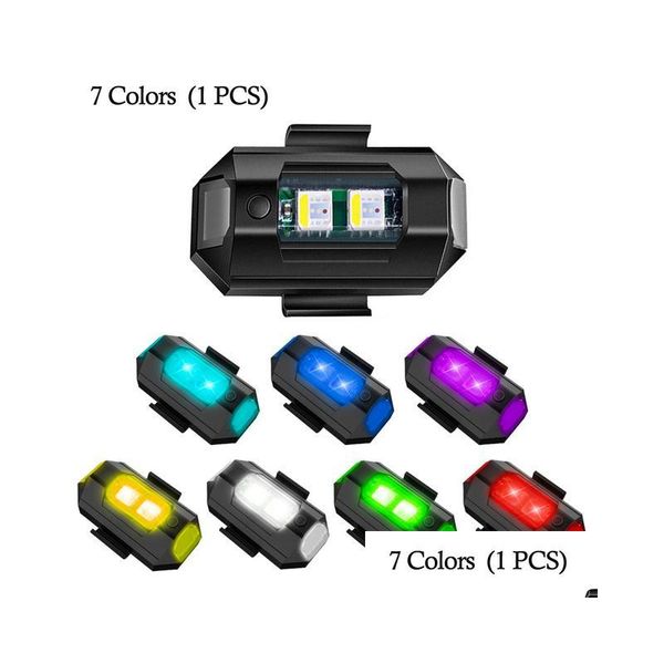 Éclairage de moto 7 couleurs Drone Lumière stroboscopique USB LED Anticollision Queue de vélo / Modèle d'avion Vol de nuit Mini Signal clignotant Wa Dhh9W