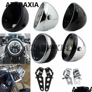 Éclairage de moto 7 pouces LED phare ER montage latéral rond boîtier de vélo phare phare coquille phare livraison directe Dhlri