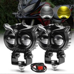 Moto Éclairage Motos Phare Led Phare Antibrouillard Voiture Double Couleur Hibou Conception Tête Lumière ATV Scooter pour Auxiliaire Projecteur Lampe Accessoires x0728