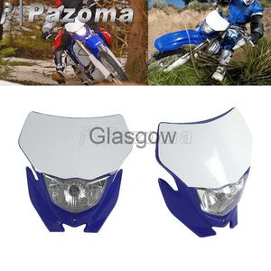 Motorfiets Verlichting MX Motocross Koplamp Supermoto Dirt Bikes Koplamp voor Yamaha WRF WR YZ TTR 250 450 Off Road Enduro Head Light Lamp Blauw Wit x0728