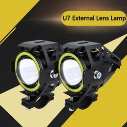 Motorfiets Verlichting Nieuwe Motorfiets Elektrische Auto Lamp U7 Laser Gun Angel Eye Lens Led Koplamp 15W Drop Levering auto Motorcycl Dhj70