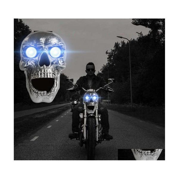 Éclairage de moto Skl phare personnalisé LED Heada lumière en métal phare Halloween lumières décoratives livraison directe Mobiles moto Dh7Zq