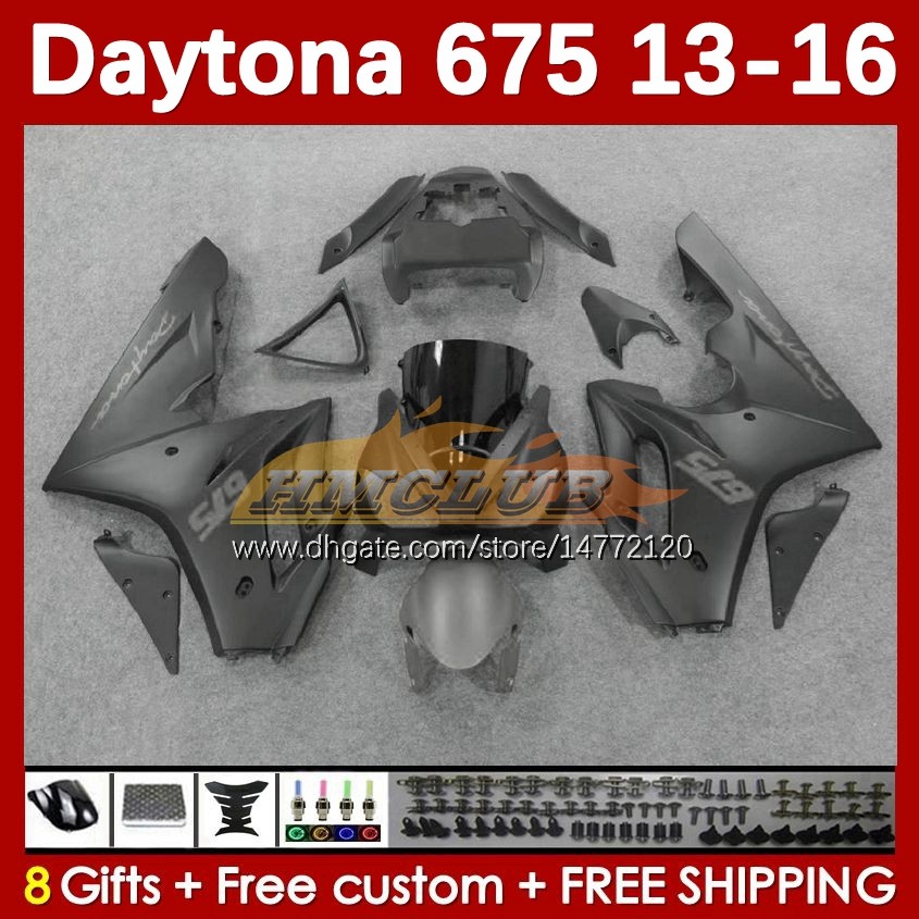 Daytona için Motosiklet Mat Siyah Fairings 675 675R 2013-2016 gövdeye 166no.25 Daytona675 13 14 15 16 Body Daytona 675 R 2013 2014 2015 2016 OEM Moto Kaplama Kiti
