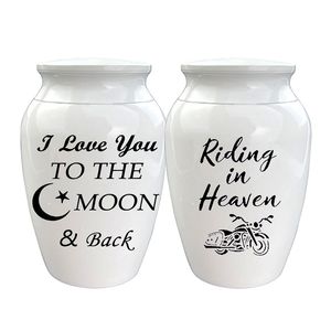 Urne à pendentif commémoratif pour moto, pot souvenir en forme d'étoile et de lune – Urnes pour cendres gravées avec Riding in Heaven I Love you To The Moon and Back