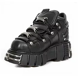 Motorcycle Men Boots Punk Fashion Ankle Plateforme Femmes Metal Metal Rivest Sneakers Femelle Gothic Casual Chaussures Épais TRACLERS BOTTER 235