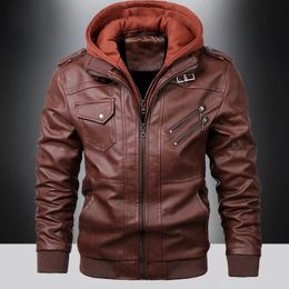 Chaqueta de cuero para hombre de motocicleta rompevientos informal abrigo de cuero de Pu impermeable para hombre pesca Camping chaqueta al aire libre de talla grande 240116