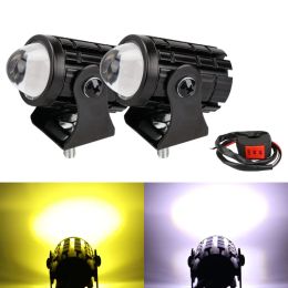 Motorcycle Mini Driving Light Headlight Universal Dual Color ATV Scooter pour Spotlight auxiliaire lampe Moto Fog Light Accessoires