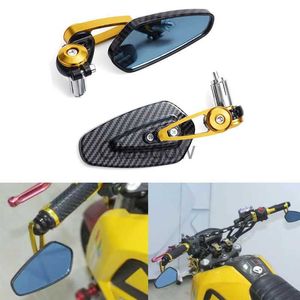 Motorcycle Mirrors 2022 New Motorcycle Rearview Mirror Carbon Fiber Pattern Handlebar Mirror Modified Inverted Rear Mirror Motorbike Accessories x0901