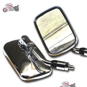 Espejos de motocicleta Espejo retrovisor lateral cromado para Honda Kawasaki Suzuki 10 mm Hilo Retrovisor Moto Bike Custom Chopper Drop Delivery Dh6Bb