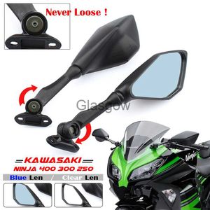 Espejos de motocicleta Espejos ajustables plegables para motocicleta, espejo retrovisor para bicicleta deportiva para Kawasaki Ninja 300 Ex300 Ninja 400 250sl ZX6R ZX636 ZX6R x0901