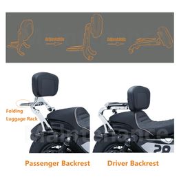 Motocicleta respaldo del pasajero del conductor multipropósito con estante de equipaje plegable barras de mariquita para BMW R18