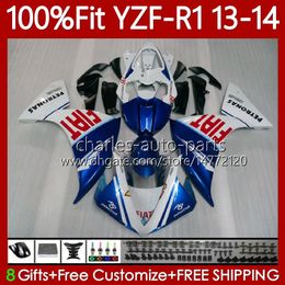 Cuerpo OEM de motocicleta para YAMAHA YZF R 1 1000CC YZF-R1 YZF1000 2013 2014 Carrocería 97No.27 YZF R1 1000 CC YZFR1 13 14 YZF-1000 2013-2014 Molde de inyección Carenados metal blue blk