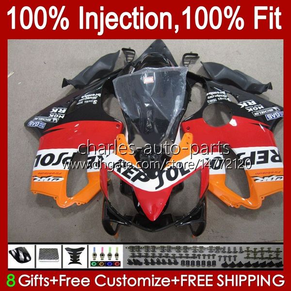 Carenados OEM de motocicleta para HONDA CBR 600 F4 FS CC 600F4 CBR600F4 1999 2000 Carrocería 54No.128 CBR600FS 600CC 1999-2000 CBR600 F4 99 00 Molde de inyección Cuerpo Repsol Naranja