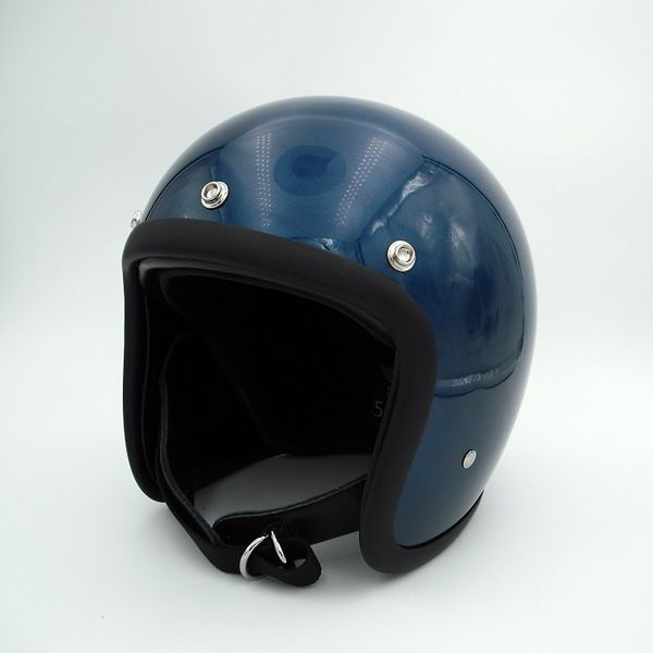 Мотоциклетный шлем с открытым лицом из стекловолокна 3/4, ретро, винтажный мотоцикл, скутер, уличный мото-кросс, Каско, безопасный защитный велосипедный шлем, синий