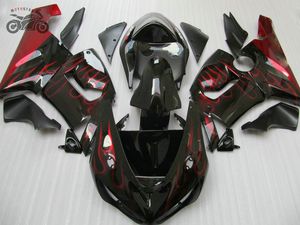 Pièces de moto pour carénages Kawasaki Ninja 2005 2006 ZX6R 636 ZX 6R 05 06 ZX-6R route sport ABS plastique rouge flammes carénages kits