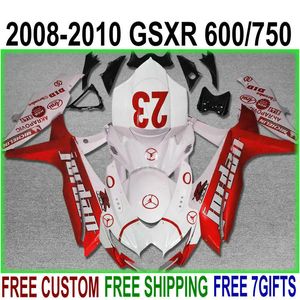 Motorfiets Onderdelen voor Suzuki GSX-R750 GSX-R600 2008 2009 2010 Fairing Kit K8 K9 GSXR 600 750 08-10 White Red Black Backings VB29