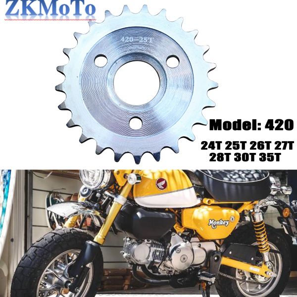 Piezas de motocicleta Z50 Sprocket de engranaje trasero 24T/25T/26T/27T/28T/30T Diente para Honda Z50 Z50A Z50J Z50R Mini Piezas de bicicleta de mono Trail Monkey