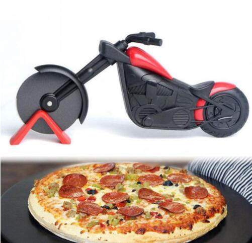 Motorcycle Pizza Cutter Tools Stainless Steel Pizza Wheel Cutter Knife Motorbike Roller Pizza Chopper Slicer Peel Knives Pastry Tool GGA2063