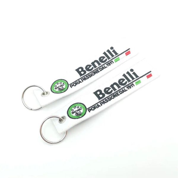 Bordamiento de poliéster de motocicleta Bordado Keychain Key Ring Bag Travel Bag Bebanes colgantes Cadena de llave de cordón para Benelli