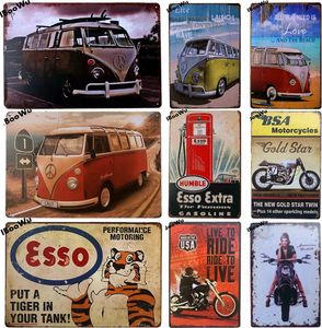 Motorfiets poster vintage bus retro metalen tinnen plaque borden bord pub bar garage home muur decor 30x20cm w03