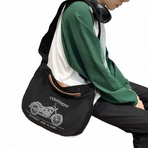 motorfiets print canvas damestas grote handtas unisex schoudertassen eco-tas Koreaanse shoppers mengertas Y2K satchel H3q6 #