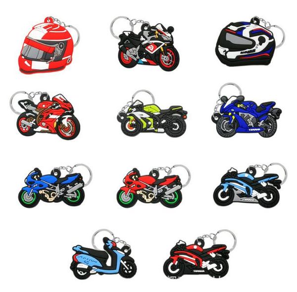 Llavero de PVC para motocicleta, llavero para casco, llaveros geniales para motocicleta para niños y niñas, adornos para llaves