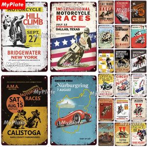 Motorraces metaal schilderen vintage plaque tin bord wanddecor voor garage club man grotposter speedway race plaat 20 cmx30cm woo