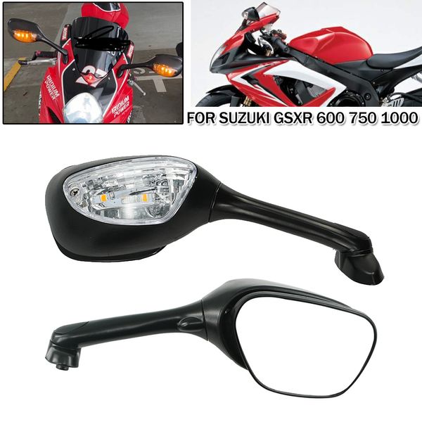 Vista trasera de motocicleta Espejo lateral con luz de señal de giro LED para Suzuki GSXR 600 750 1000 GSX-R K6 K7 K8 SV650 650S SV 1000 1000S