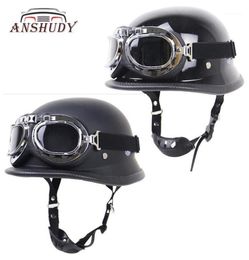 Demi-casque de moto rétro, protection d'équitation en plein air avec capacité en verre pour Locomotive moto DOT11751470
