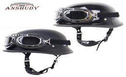 Motorcycle rétro demi-casque Protection de conduite extérieure avec capacete de verre pour locomotive moto dot11228116